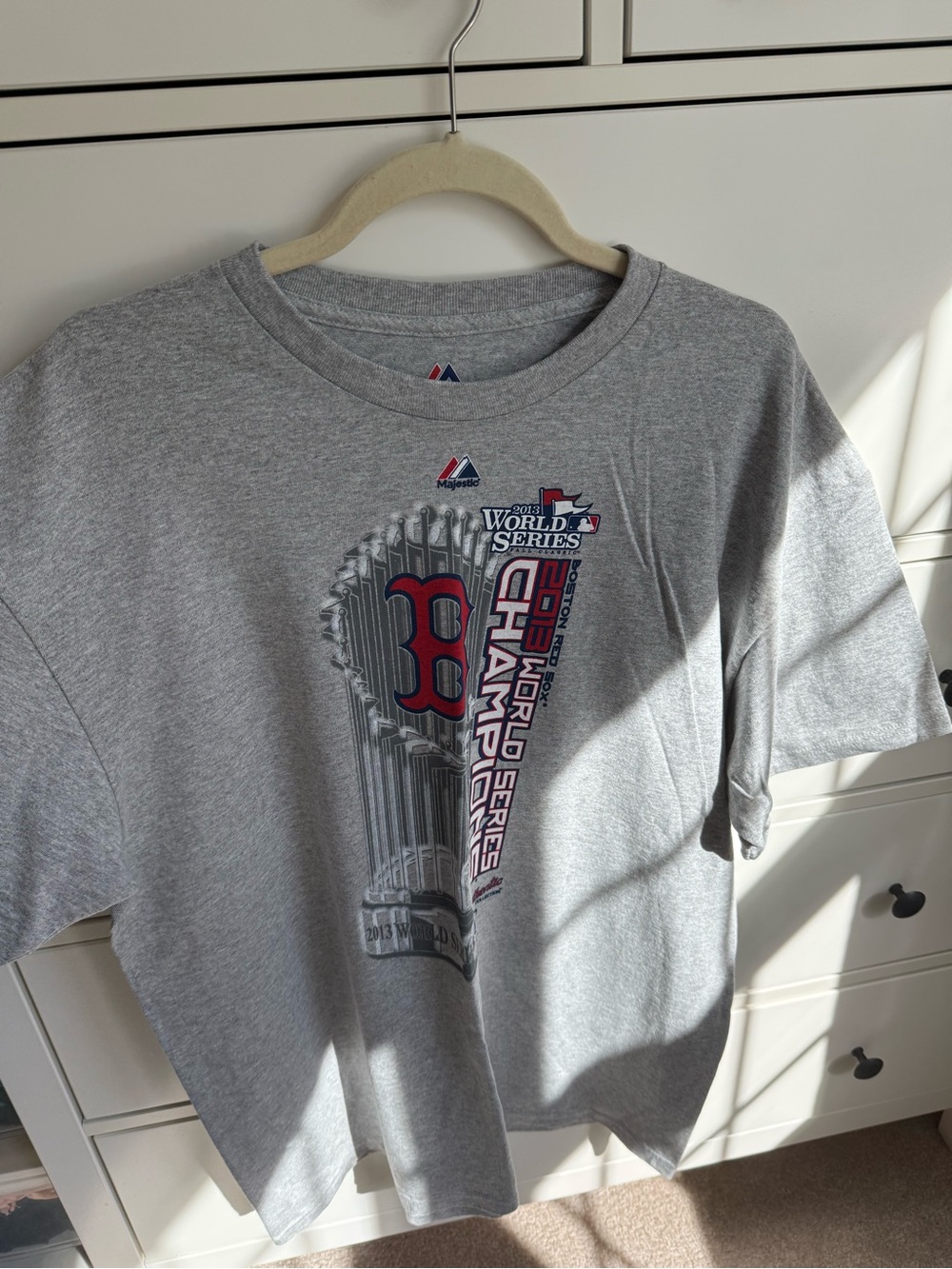 Majestic Gray Red and Blue Boston World Series Graphic Tee
